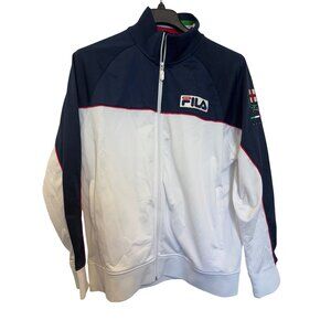 Fila Sport Mens Full Zip Jacket L Navy/White Italia Polyester Italian Flag Logo